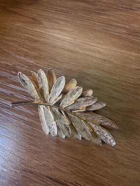 “Art” Arthur Pepper signed Gold Leaf Brooch - Textured Metal Leaf Pin